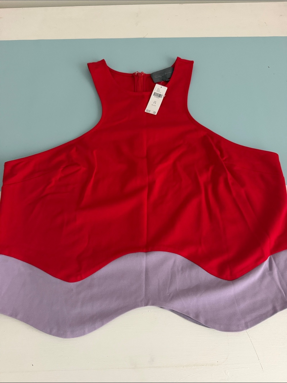 Anthropologie Red Colorblock Zipper Tank Top Plus Size 2X NWT Women - Picture 4 of 8